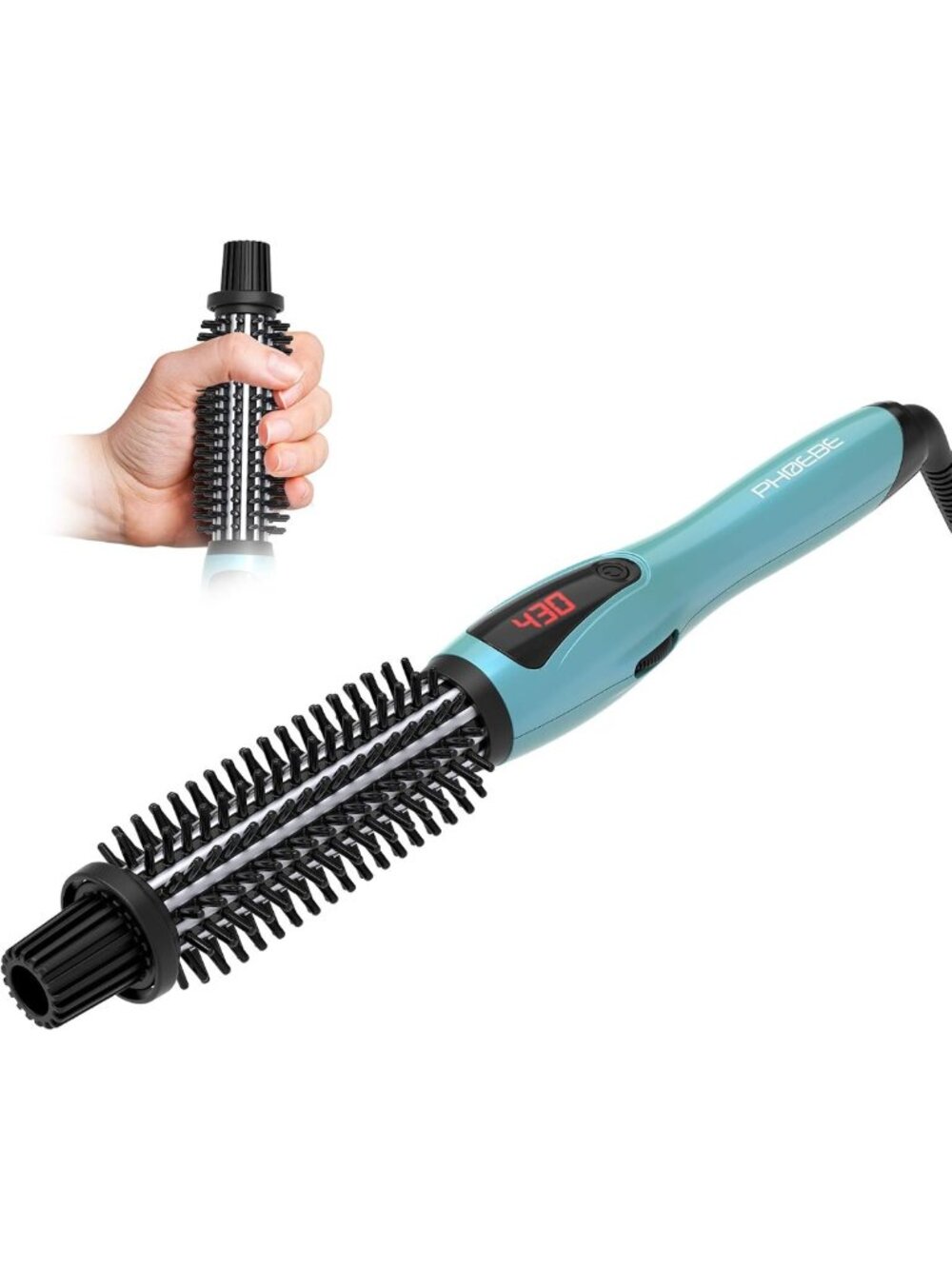 1-Inch Curling Iron Brush with Anti-Scald Bristles, Instant Heat, Dual Voltage